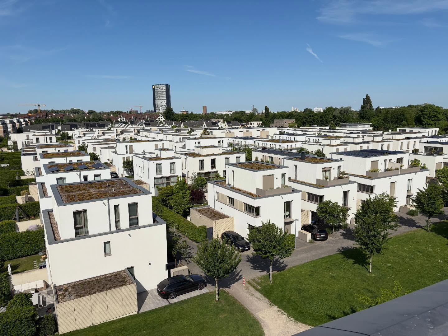 Wohnquartier mit begrünten Flachdächern